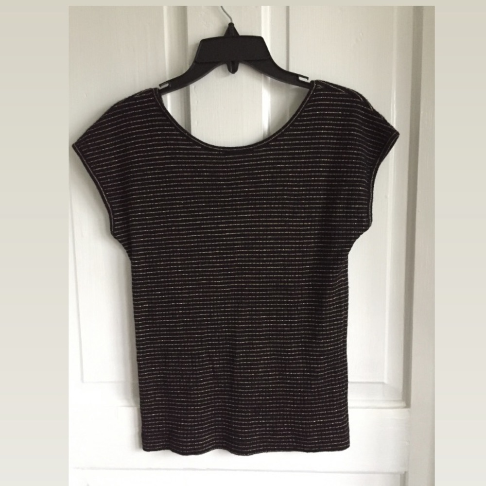 Black and gold metallic cap sleeve